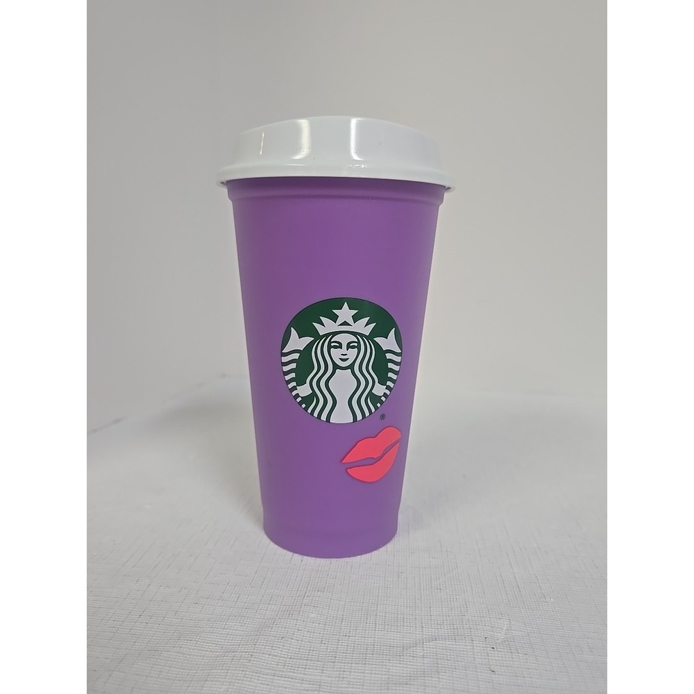 Starbucks Reusable‎ Valentines Kiss 2013 Color Change 16 Oz Cup With Lid Siren